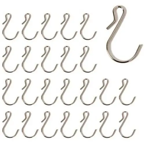 yalansmaiP 40Pcs S Hooks Stainless Steel S Shaped Metal Hooks Connectors Heavy-Duty Hanging Hooks S Clip Hangers for Indoor and Outdoor Hanging, 1.7”/4.3cm, Silver