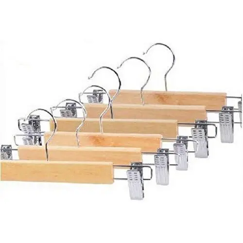 10pcs high-Grade Solid Wood Clothes Hanger Retro Skirt Hanger Holder Kids Trousers Closet Organizer with Pant Clips 10pcs high-Grade Solid Wood Clothes Hanger Retro Skirt Hanger Holder Kids Trousers Closet Organizer with Pant Clips