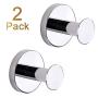 QOGRISUN 2 Pcs Coat Hook Wall Mounted Single Coat Hanger Towel/Robe Clothes Hook SUS 304 Stainless Steel for Bath Kitchen Bedroom Garage Outdoor Heavy Duty Contemporary Round Style,Polished Chrome