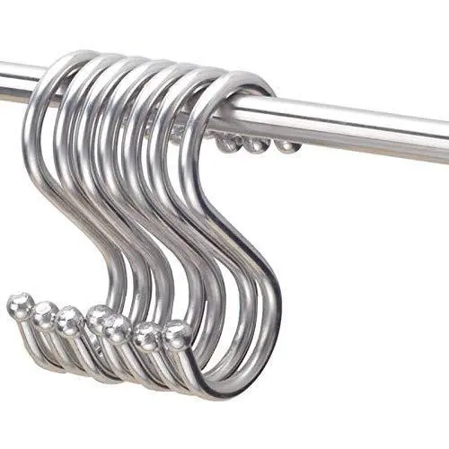 Anmas 10pcs X-Large S Shaped Utility Hooks 4.92 inch (125mm) Stainless Steel Metal Hangers Hanging Hooks Universal for Clothes Coat Bags Towels Kitchen, Work Shop, Bathroom, Garden
