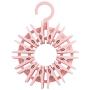 shengyuze 24Pcs Multifunction Clamps Plastic Clothes Hanger Socks Rack Clips Organizer Space Saving for Home Storage, Plastic - Pink