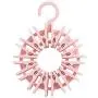 shengyuze 24Pcs Multifunction Clamps Plastic Clothes Hanger Socks Rack Clips Organizer Space Saving for Home Storage, Plastic - Pink