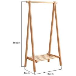 JING-ma Solid Wood Hanger Floor Bedroom, Coat Rack Simple Modern Hanger Simple Multifunctional Clothes Rack Home (Color : Wood Color, Size : 80cm)