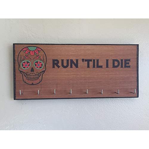 Race Medal Holder/Running Medal Hanger -RUN TIL I DIE. Wood Wall Mounted Medal Organizer