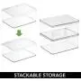 mDesign Stackable Plastic Bathroom Vanity Countertop or Dresser Storage Organizer Bin Boxes - Lid, Store Hair Brushes, Combs, Sprays, Nail Supplies, Makeup, Cosmetics, Blenders, 4 Pack - Clear mDesign Stackable Plastic Bathroom Vanity Countertop or Dresser Storage Organizer Bin Boxes - Lid, Store Hair Brushes, Combs, Sprays, Nail Supplies, Makeup, Cosmetics, Blenders, 4 Pack - Clear