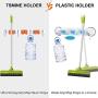 Tsmine Broom Mop Holder Wall Mounted Heavy Duty Tool Hanger Stainless Steel Organizer for Kitchen Bathroom Closet Garage Office Garden (3 Racks 4 Hooks)
