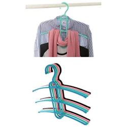 10pcs Random Color Plastic Cloth Hanger Space Saver Non-Slip Hook Clothes Holder Drying Rack Clothing Organizer 3 Layers Fish Bone Shaped