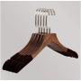 5Pcs Anti-Slip Solid Wood Clothes Hangers with Velvet Flocked, Walnut Non Slip Shirt Coats Shirts Hanger Rack with Notches 1.2cm thickness