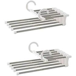 Hli-SHJHsmu 2PCS Closet Organizer Space Saver Clothing Rack Stainless Steel Multifunction Pants Rack Magic Hanger Clothes Hook Closet Rack