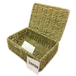 WoodLuv Seagrass Storage Basket with Small Lid