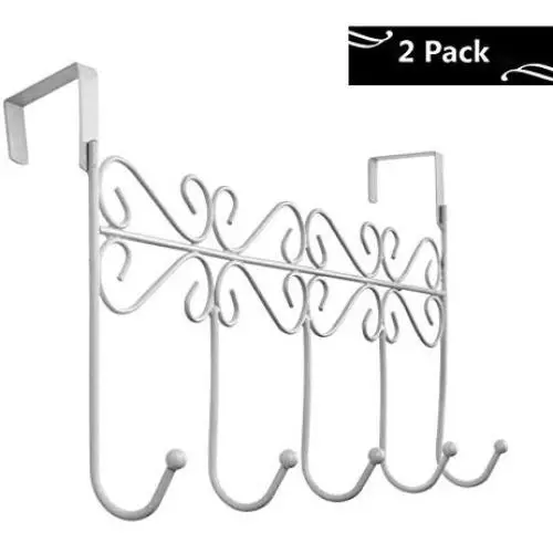HOLADON 5 Hanger Rack- 5 Metal Hooks for Hanging Clothes, Over Door Storage Rack ? Organizer Hooks for Coats, Over Door Hanger for Clothes,Hats, Handbags, Clothes or Towels (White) HOLADON 5 Hanger Rack- 5 Metal Hooks for Hanging Clothes, Over Door Storage Rack ? Organizer Hooks for Coats, Over Door Hanger for Clothes,Hats, Handbags, Clothes or Towels (White)