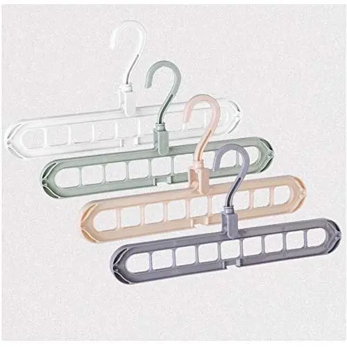 10pcs Random Color Multi-Function Folding Magic Hook Nine-Hole Rotation Magic Clothes Hanger Drying Cabinet Bedroom Clothes Home