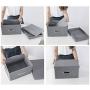 Ribens Collapsible Storage Bins with Lids Linen Fabric Foldable Storage Boxes Organizer Containers Baskets Cube [3-Pack] Home Bedroom Closet Office Nursery Toys (Grey, 14.5