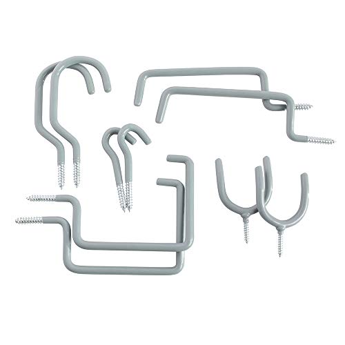 Home Master Hardware Garage Storage Hanger Hooks Steel Utility Hook Wall Mount Screw-in Organizer Multi-Tools Bike Hanger Holder Hooks 10 Pack