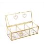 Feyarl Gold Glass Jewelry Trinket Boxes Storage Container Ring Earring Holder Clear Glass Decorative Boxes Beauty Display