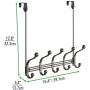 mDesign Decorative Long Easy Reach Over Door or Wall Mount 10 Hook Metal Storage Organizer Rack for Coats, Jackets, Hoodies, Hats, Scarves, Purses, Leashes, Bath Towels & Robes - Bronze