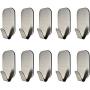 10 Pcs Adhesive Hook (Hold 8 lb Each) Heavy Duty 304 Stainless Steel Hanging for Bath Towel Coat Hat Hooks Kitchen Wall Storage Organizer