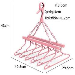 EvaroFly Multipurpose Large Capacity Plastic Folding Hanger, Wind-Proof Household Storage Clothes Hanger - Save Space -Pink 40x25x43cm