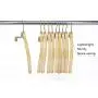 EAZONE Durable Wooden Clothes Hangers Natural Finish Extra Wide with Soft Non-Slip Stripes - 10 Pack