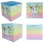 Lovely Little Things Unicorn Storage Bins Foldable - Toy Boxes Collapsible Cube - Boxes for Shelves - Boxes Storage Decorative - Kids Toys Organizer - Rainbow Container [Blue Hair]