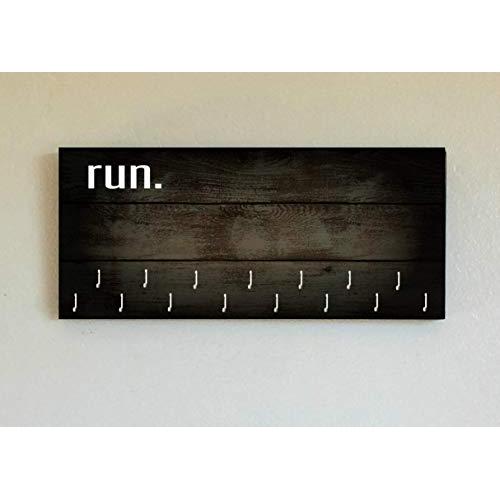 Race Medal Holder/Running Medal Hanger RUN- Wood Wall Mounted Medal Organizer. CUSTOMIZATION Available