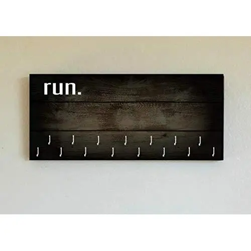 Race Medal Holder/Running Medal Hanger RUN- Wood Wall Mounted Medal Organizer. CUSTOMIZATION Available