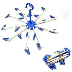 Round Folding Laundry Drying Clothes Hanger With 20 Clips Octopus Clothespins