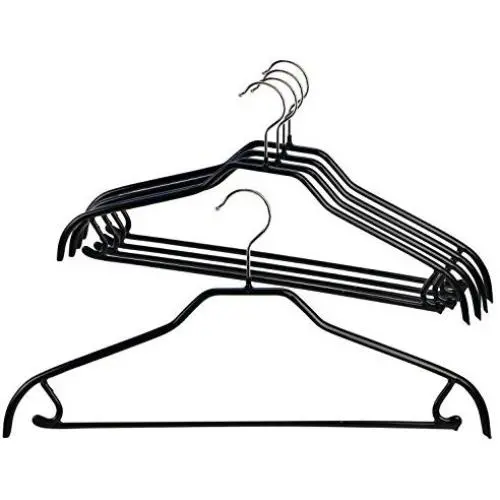 MAWA Reston Lloyd Silhouette 41/FRS, Non-Slip Metal Clothing Hanger with Pant Bar & Hook, Black, Pack of 5 MAWA Reston Lloyd Silhouette 41/FRS, Non-Slip Metal Clothing Hanger with Pant Bar & Hook, Black, Pack of 5