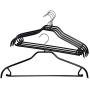 MAWA Reston Lloyd Silhouette 41/FRS, Non-Slip Metal Clothing Hanger with Pant Bar & Hook, Black, Pack of 5