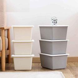HOMELUNY Storage Boxes Organizer for Home Office Nursery Plastic Storage Boxes with Lid Large Clothes Toy Book Storage Boxes Grey
