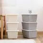 HOMELUNY Storage Boxes Organizer for Home Office Nursery Plastic Storage Boxes with Lid Large Clothes Toy Book Storage Boxes Grey