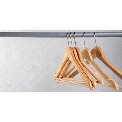 LavoHome Natural Wood Coat Suit Hangers with Non Slip Bar & Swivel Chrome Hook (Solid High Grade Maple 60 Pack)