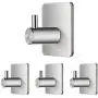 Adhesive Hooks Towel Hooks Wall Hooks Heavy Duty Stainless Steel Hooks Door Hooks Bathroom Hooks for Hanging Coat, Hat,Bath Towel-Bathroom and Bedroom or Kitchen 4-Packs