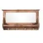 ZEMIN Wall Coat Rack Clothes Hat Hanger Holder Shelf Solid Wood with Mirror Creative, Brown, 85x47x13CM