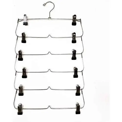 Clothes Racks Clothes Hangers Multi-Layer Clothes Storage Clothes Rack for Tie Scarf Shock Jeans Towel Clothes, Standard Hangers (Color : Black, UnitCount : 5Pcs)