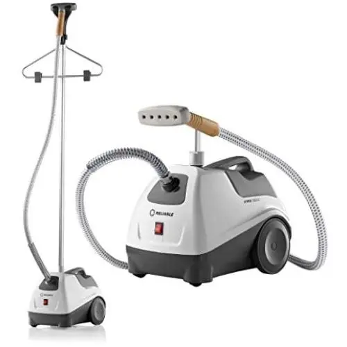 Reliable Vivio 550GC Garment Steamer - Professional Garment Steamer with Heavy Duty Aluminium Steam Head, 1 Gallon Water Capacity, 1300W Brass Fittings, Large Wheels for Mobility and 63 in. Steam Hose