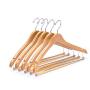 Amber Home Contoured Wooden Hangers Sturdy Wood Suit Coat Clothes Hangers Clothing Hangers with Locking Bar Chrome Hook Pack of 5 (Natural) (Renewed)