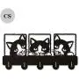 Peeping Cat Key Hook Wall Door Clothes Coat Hat Hanger Key Holder with 5 Hooks Strong Adhesive Sticker Wood Hooks, Animal Design Unique Home Décor,Unique Gift. (P3)