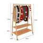 Cxjff Floor Standing Coat Rack Hanger Clothes Movable 4 Hooks Shelves Easy Install Bamboo, 3 Styles, 3 Sizes Optional (Color : C, Size : 80X45X165CM)