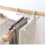 5pcs Random Color 5-in-1 Portable Multi-Function Stainless Steel Pants Cloths Hanger Black White Pants Towel Scarf Adjustable Hangers Organizer