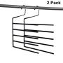 Amber Home Heavy Duty Deluxe Chrome Non-Slip 5 Tier Open Ended Slack Pants Trousers Hangers Clothes Hangers Clothing Hangers (2 Pack)