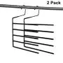 Amber Home Heavy Duty Deluxe Chrome Non-Slip 5 Tier Open Ended Slack Pants Trousers Hangers Clothes Hangers Clothing Hangers (2 Pack)
