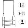 SAVICOS Clothing Garment Rack Heavy Duty Commercial Grade Clothes Stand Rack 2-Tier Entryway Metal Coat Rack and Shoe Bench Storage Stand with Single Rod Home Office Bedroom Metal Black