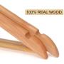 JS HANGER Wooden Suit Hangers Natural Finish Anti-Rust Hooks and Non-Slip Bar, 20 Pack