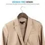 High-Grade Wooden Suit Hangers Skirt Hangers with Clips (10 Pack) Smooth Solid Wood Pants Hangers with Durable Adjustable Metal Clips, 360° Swivel Hook, Shoulder Notches for Dress Coat, Jacket, Blouse