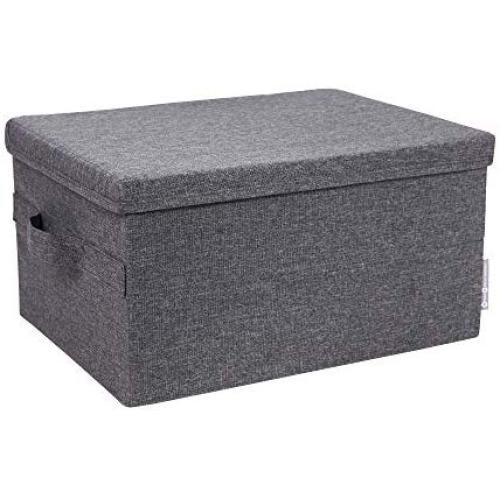 Bigso Soft Storage Boxes with Lid, Medium, Grey