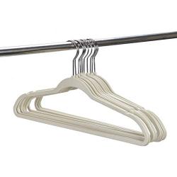 Quality Plastic Non Velvet Non-Flocked Hangers Swivel Hook Ivory (50)