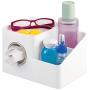 mDesign Square Facial Tissue Boxes Cover Holder, Storage Organizer Caddy for Bathroom Vanity Countertop, Bedroom Dresser, Night Stand, Desk, Table - Holds Makeup, Toiletries, Pens - 2 Pack - White/Satin