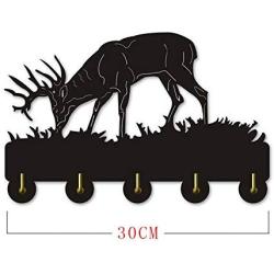 LXH Sika Deer Silihouette Wooden Hanger Christmas Unique Gift Clothes Hat Key Hook/Coat Rack/Wall Hook Modern Home Decoration Wall Stickers Kitchen Bathroom Towel Hook,Black