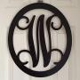 Oval Monogram Door Hanger - Spring Door Hanger - Wood Oval Door Monogram - Black Wood Monogram Hanger - Black Door Decoration - Door Decor